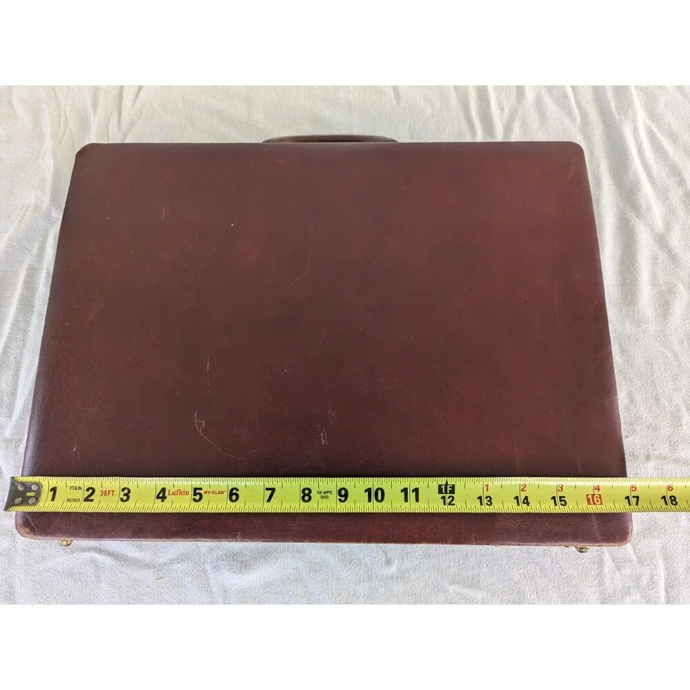 VTG TUMI Leather Attache Briefcase Burgundy Red Combination Lock Organizer Case